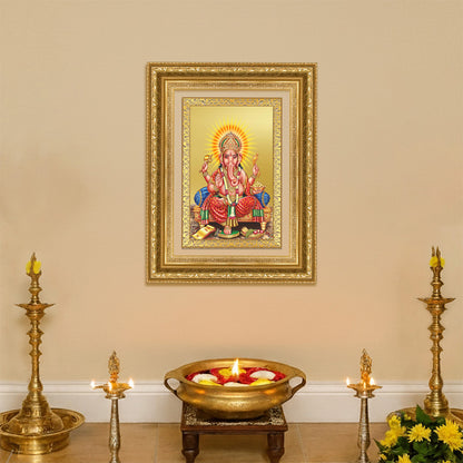 Diviniti 24K Gold Plated Ganesha (Classic) Divine Wall Frame for Home Mandir & Office Decor | Luxury Spiritual Gift