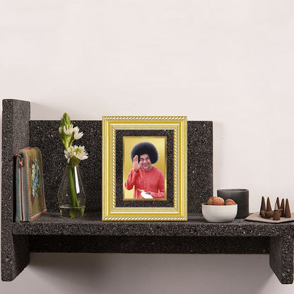 Diviniti 24K Gold Plated Satya Sai Baba (Classic) Divine Wall and Table Top Frame for Home Mandir & Office Decor | Luxury Spiritual Gift