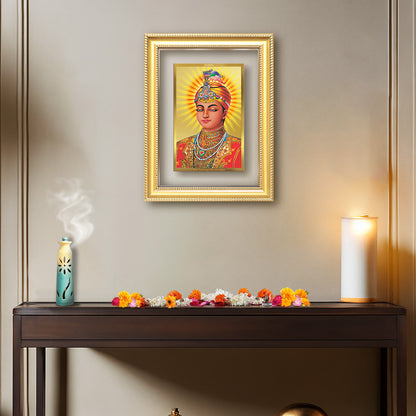 Diviniti 24K Gold Plated Guru Harkrishan Sahib Ji (Classic) Sacred Sikh Wall Frame for Home Decor & Office Ambiance | Premium Spiritual Gift
