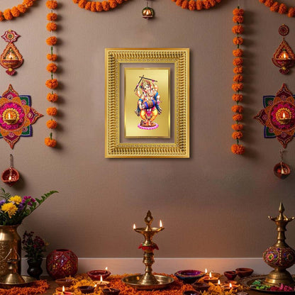 Diviniti 24K Gold Plated Dancing Ganesha (Classic) Divine Wall Frame for Home Mandir & Office Decor | Luxury Spiritual Gift