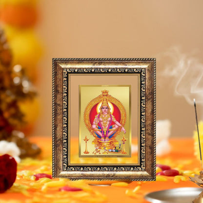 Diviniti 24K Gold Plated Ayyappan Divine Table Top Frame for Home Mandir & Office Decor | Luxury Spiritual Gift