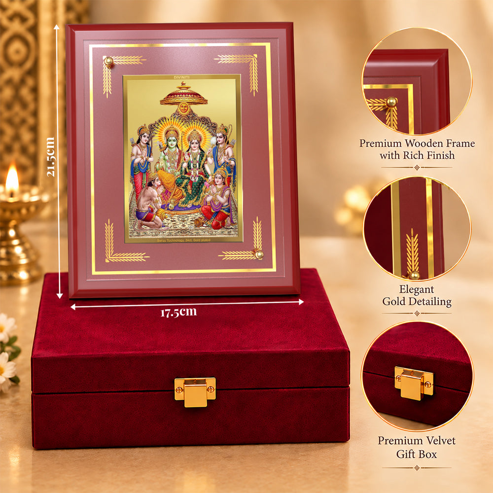 24K Gold-Plated Ram Darbar MDF Frame | Premium Gift Box | 22 X 18 CM