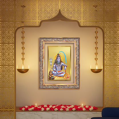 Diviniti 24K Gold Plated Shiva (Classic) Divine Wall Frame for Home Mandir & Office Decor | Luxury Spiritual Gift