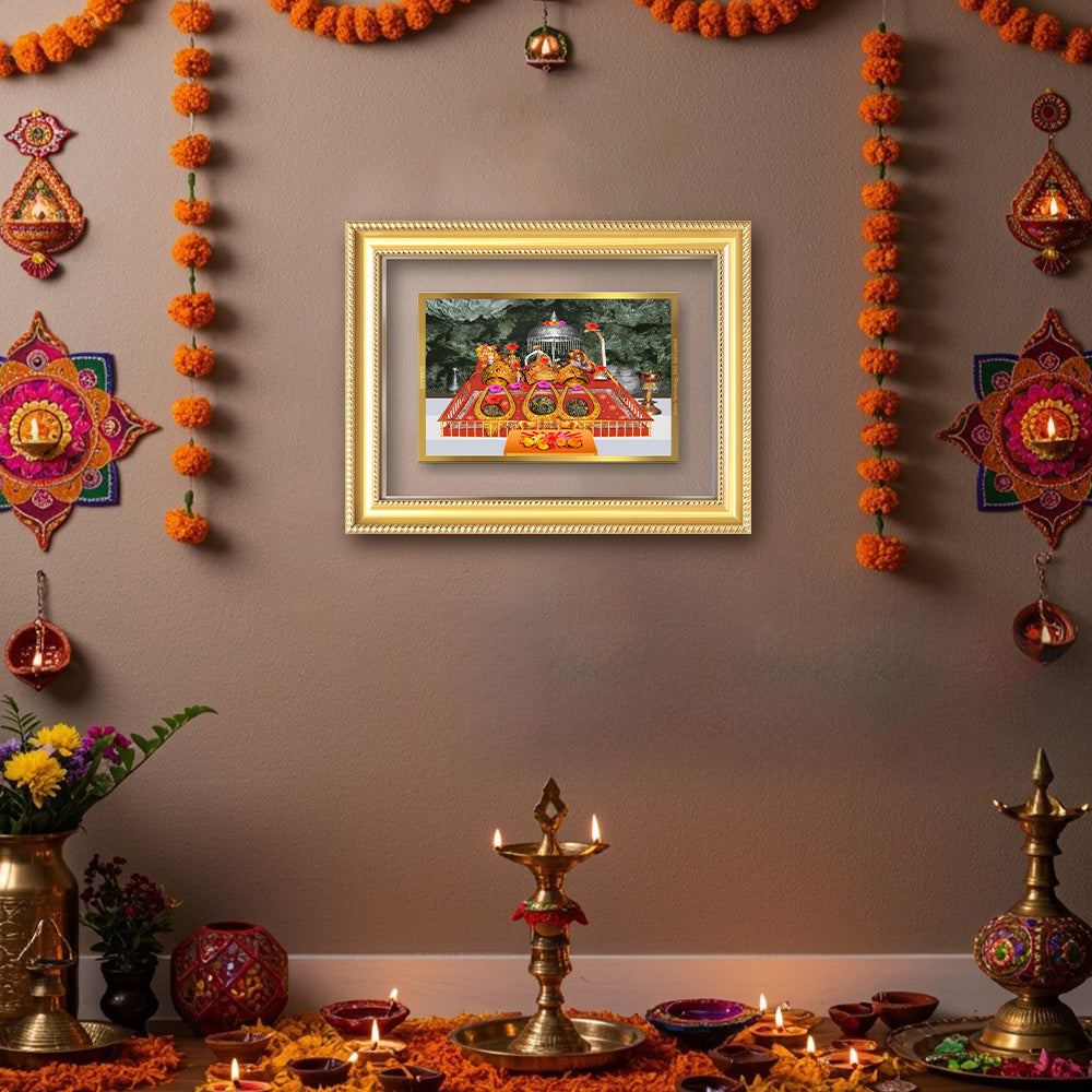 Diviniti 24K Gold Plated Mata Ka Darbar (Classic) Divine Wall Frame for Home Mandir & Office Decor | Luxury Spiritual Gift