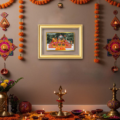 Diviniti 24K Gold Plated Mata Ka Darbar (Classic) Divine Wall Frame for Home Mandir & Office Decor | Luxury Spiritual Gift