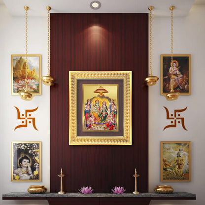 Diviniti 24K Gold Plated Ram Darbar Divine Wall Frame for Home Mandir & Office Decor | Luxury Spiritual Gift