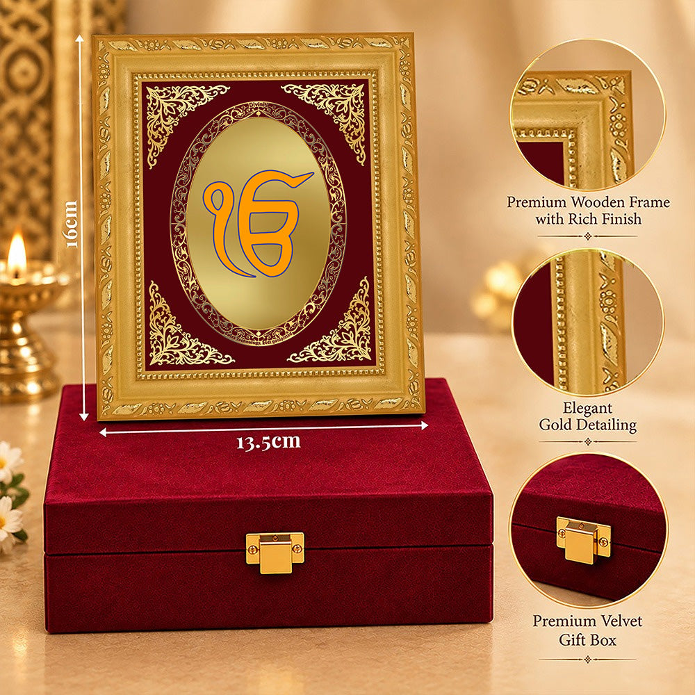 24K Gold-Plated Ik Onkar BG Frame | Premium Gift Box | 16 X 13.5 CM