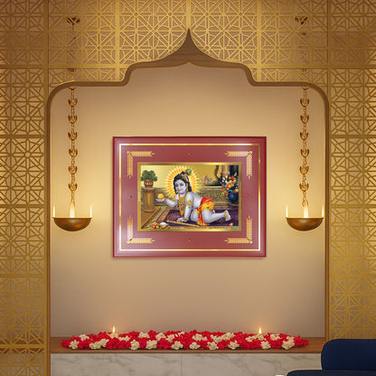 Laddu Gopal | Bal Krishna Wall Mount Photo Frame in 24K Gold Plated Foil