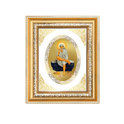 Sai Baba Divine Shirdi Sacred Faith & Blessings Royal Tabletop Frame in 24K Gold Plated Foil