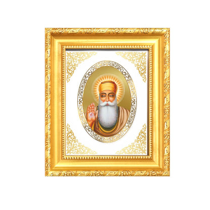 Guru Nanak Dev Ji Divine Waheguru Sikh Guru Sacred Royal Tabletop Frame in 24K Gold Plated Foil