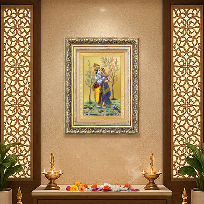 Diviniti 24K Gold Plated Radha Krishna (Classic) Divine Wall Frame for Home Mandir & Office Decor | Luxury Spiritual Gift