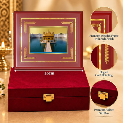 24K Gold-Plated Golden Temple MDF Frame | Premium Gift Box | 26x20 CM