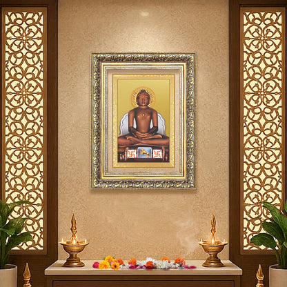 Diviniti 24K Gold Plated Mahavir (Classic) Divine Wall Frame for Home Mandir & Office Decor | Luxury Spiritual Gift