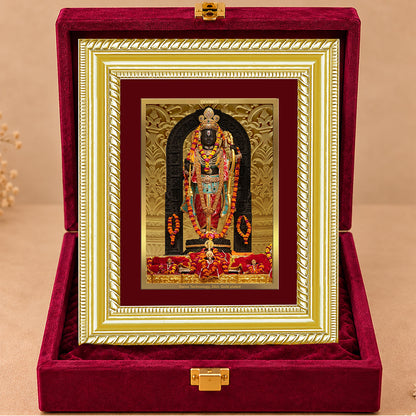 24K Gold-Plated Lord Ram Lalla Frame | Premium Gift Box | 21.5x17.5 CM