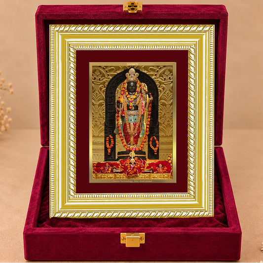 24K Gold-Plated Lord Ram Lalla Frame | Premium Gift Box | 21.5x17.5 CM