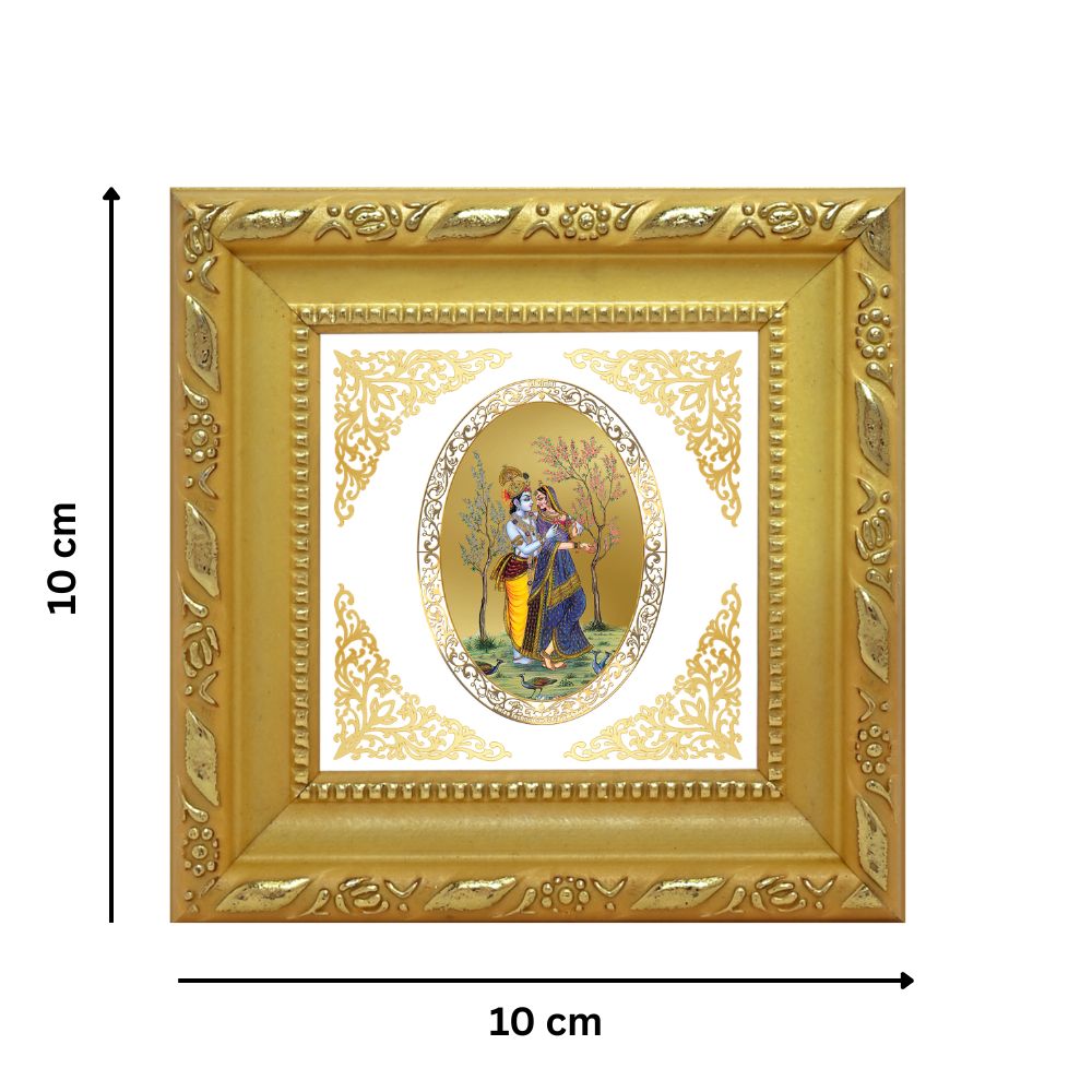 Radha Krishna | Divine Eternal Love Royal Tabletop Photo Frame in 24K Gold Plated Foil