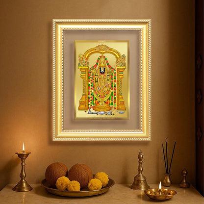 Diviniti 24K Gold Plated Tirupati Balaji Divine Wall Frame for Home Mandir & Office Decor | Luxury Spiritual Gift