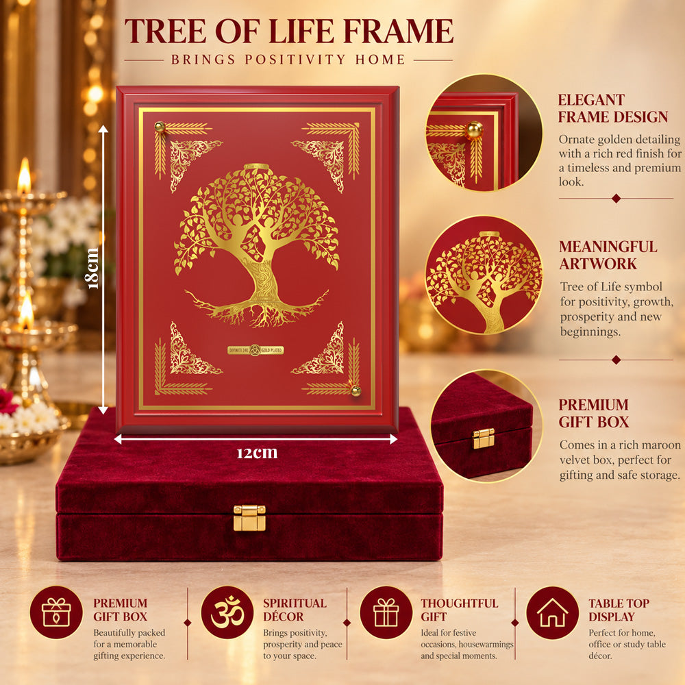 24K Gold-Plated Tree of Life MDF Frame | Premium Gift Box | 12x18 CM