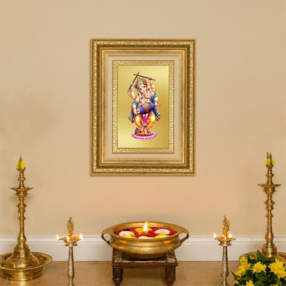 Diviniti 24K Gold Plated Dancing Ganesha (Classic) Divine Wall Frame for Home Mandir & Office Decor | Luxury Spiritual Gift