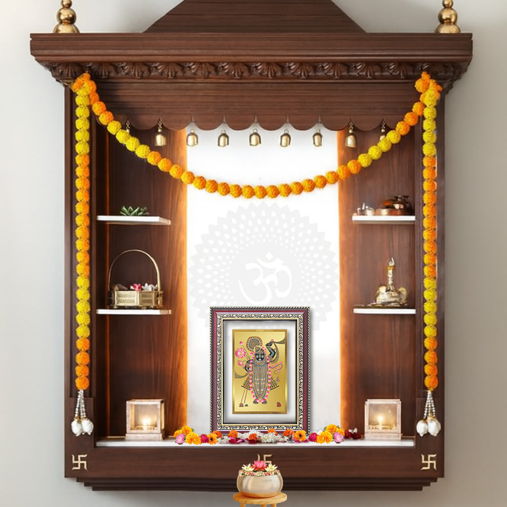 Diviniti 24K Gold Plated Shrinath Ji (Classic) Divine Wall Frame for Home Mandir & Office Decor | Luxury Spiritual Gift