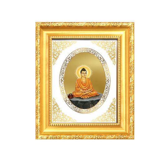 Lord Buddha Divine Peace & Mindfulness Sacred Royal Tabletop Frame in 24K Gold Plated Foil