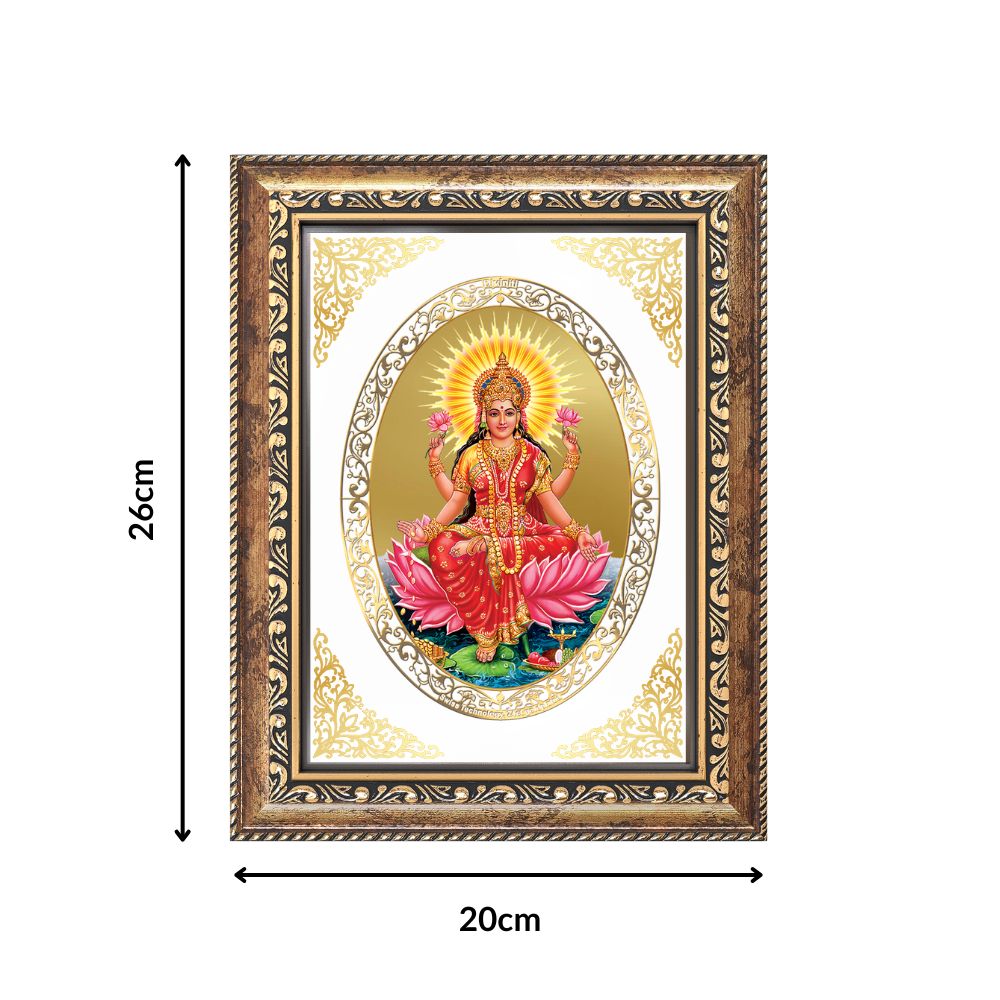 Goddess Lakshmi | Divine Prosperity Wall & Tabletop Royal Photo Frame in 24K Gold Plated Foil