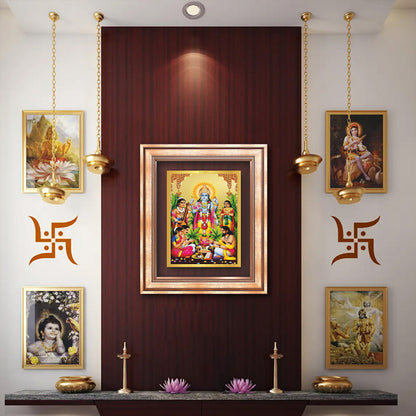 Diviniti 24K Gold Plated Satyanarayan (Classic) Divine Wall Frame for Home Mandir & Office Decor | Luxury Spiritual Gift