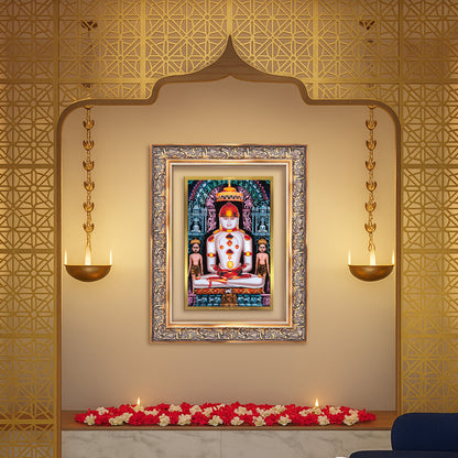 Diviniti 24K Gold Plated Adinath Divine Wall Frame for Home Mandir & Office Decor | Premium Jain Spiritual Gift