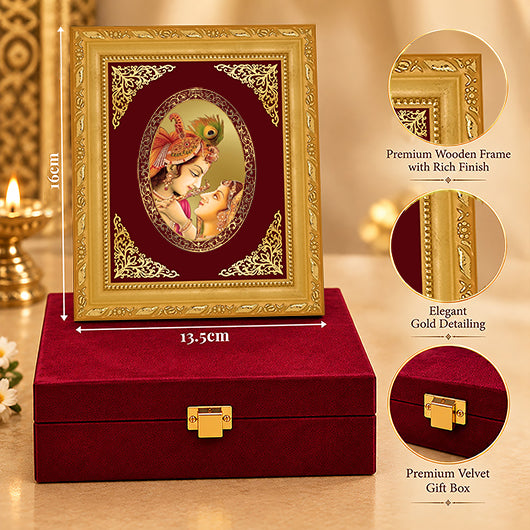 24K Gold-Plated Radha Krishna Frame | Premium Gift Box | 16x13.5 CM
