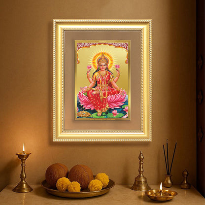 Diviniti 24K Gold Plated Lakshmi (Classic) Divine Wall Frame for Home Mandir & Office Decor | Luxury Spiritual Gift