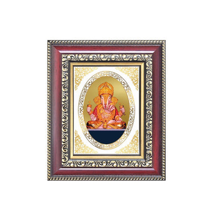 Dagdu Sheth Ganpati Divine Ganesha Sacred Prosperity Royal Tabletop Frame in 24K Gold Plated Foil