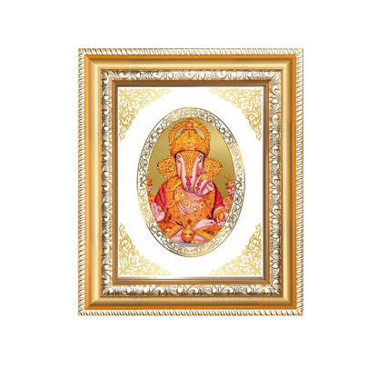 Dagdu Sheth Ganpati Divine Ganesha Sacred Prosperity Royal Tabletop Frame in 24K Gold Plated Foil