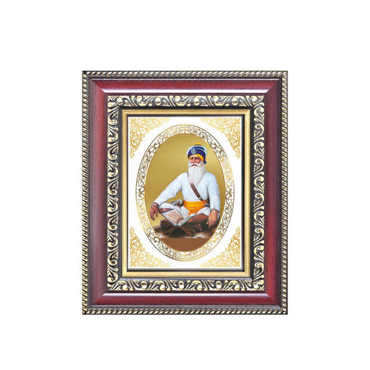 Baba Deep Singh Ji Divine Sikh Warrior Saint Sacred Royal Tabletop Frame in 24K Gold Plated Foil