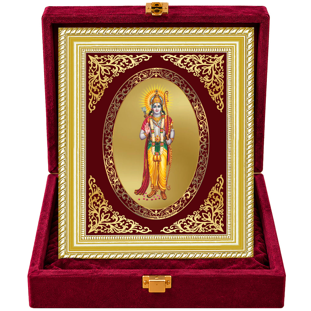 24K Gold-Plated Lord Ram Ji Frame | Premium Gift Box | 26x20 CM