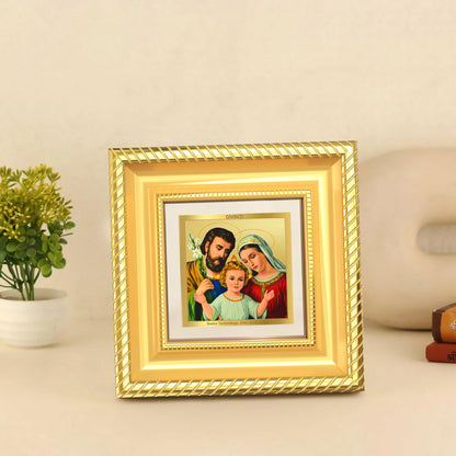 Diviniti Holy Family Tabletop Photo Frame in 24K Gold Plated Foil | Love, Unity & Divine Grace | DG015S1A (10x10 CM)