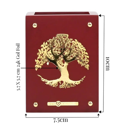 Customized MDF Pen Holder With 24K Gold Plated Tree of Life Foil For Home &  Office