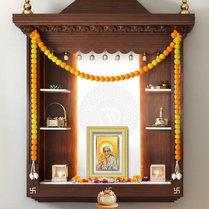 Diviniti 24K Gold Plated Sai Baba With Blessings (Classic) Divine Wall Frame for Home Mandir & Office Decor | Luxury Spiritual Gift