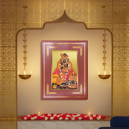 Banke Bihari Ji Wall Photo Frame in 24K Gold Plated Foil | Divine Love, Grace & Spiritual Bliss