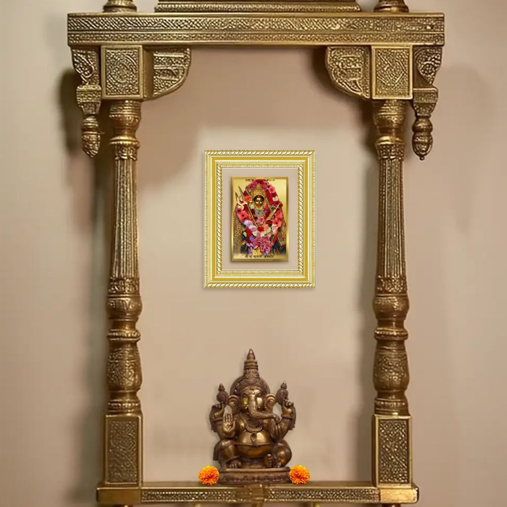 Diviniti 24K Gold Plated Katyayani Mata (Classic) Divine Wall and Table Top Frame for Home Mandir & Office Decor | Luxury Spiritual Gift