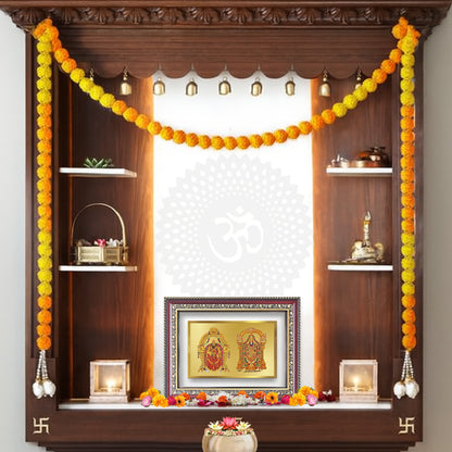 Diviniti 24K Gold Plated Padmavati And Balaji (Classic) Divine Wall Frame for Home Mandir & Office Decor | Luxury Spiritual Gift