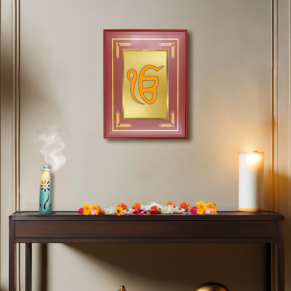 Diviniti 24K Gold Plated Ik Onkar Blessing Tabletop Photo Frame | Unity, Peace & Divine Grace
