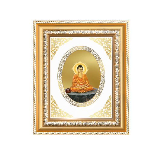 Lord Buddha Divine Peace & Mindfulness Sacred Royal Tabletop Frame in 24K Gold Plated Foil