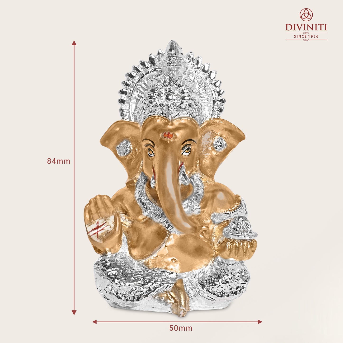 Diviniti 999 Silver Plated Resin Lord Ganesha Idol for Car Dashboard Tabletop for Home Decor Mandir Puja Gift Golden (8.4x4.2cm)