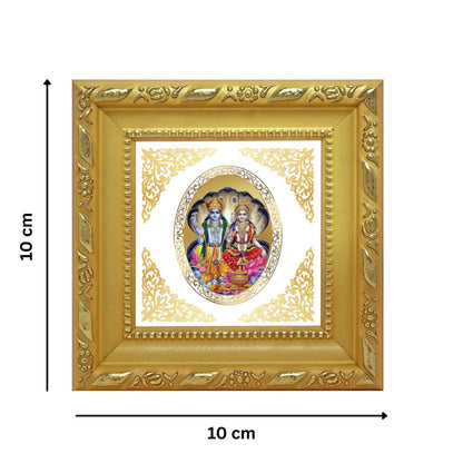 Vishnu Lakshmi | Divine Sacred Couple Royal Tabletop Photo Frame in 24K Gold Plated Foil