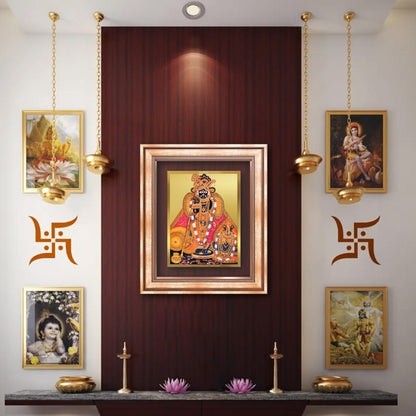 Diviniti 24K Gold Plated Banke Bihari Ji (Classic) Divine Wall Frame for Home Mandir & Office Decor | Luxury Spiritual Gift