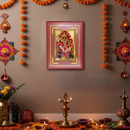 Diviniti 24K Gold Plated Katyayani Mata Blessing Tabletop Photo Frame | Strength, Courage & Divine Protection