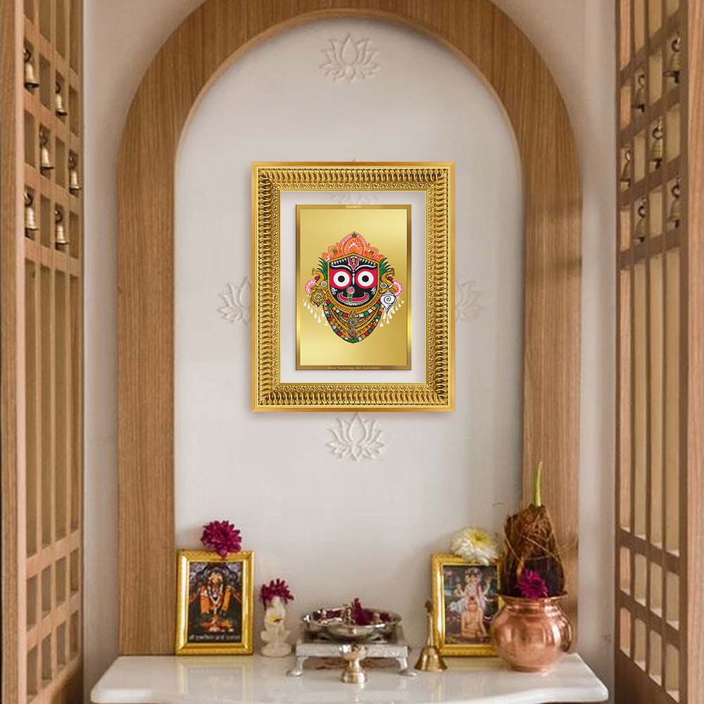 Diviniti 24K Gold Plated Jagannath (Classic) Divine Wall Frame for Home Mandir & Office Decor | Luxury Spiritual Gift