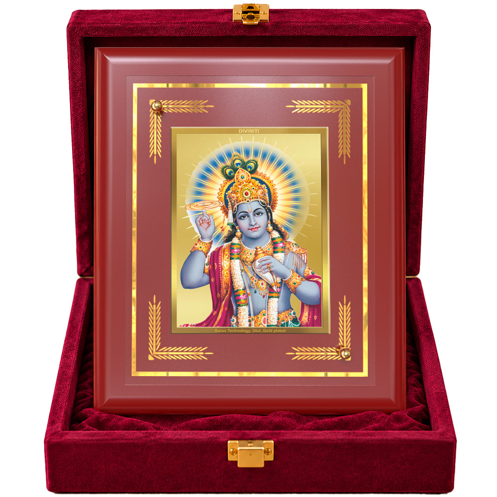 24K Gold-Plated Lord Vishnu MDF Frame | Premium Gift Box | 13.5x16 CM