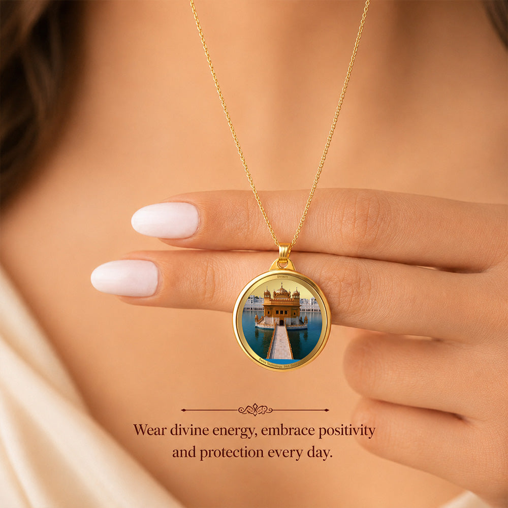 Diviniti 24K Double sided Gold Plated Pendant Baba Deep Singh & Shri Darbar Sahib (Golden Temple)|22MM Flip Coin