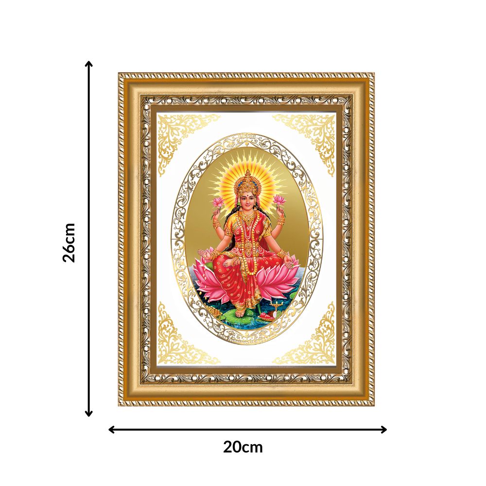 Goddess Lakshmi | Divine Prosperity Wall & Tabletop Royal Photo Frame in 24K Gold Plated Foil